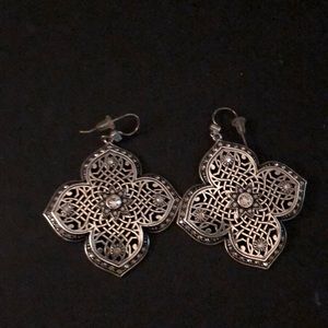 Brighton silver earrings with faux diamonds. New.
